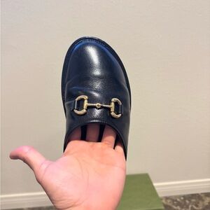 Gucci leather horsebit mule slipper